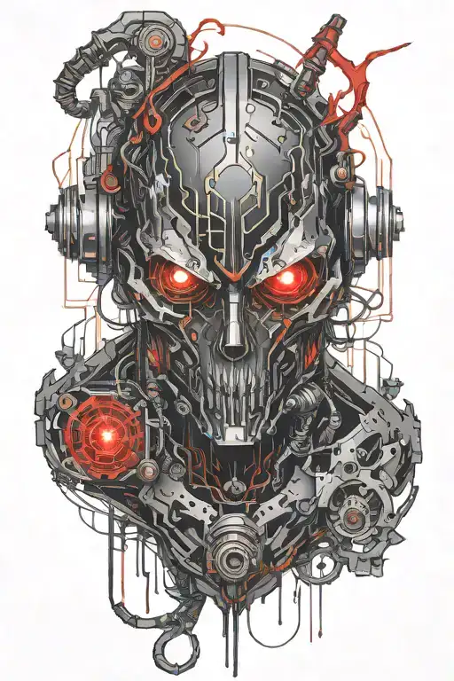 Black Cyberpunk Ghost With Red Eyes