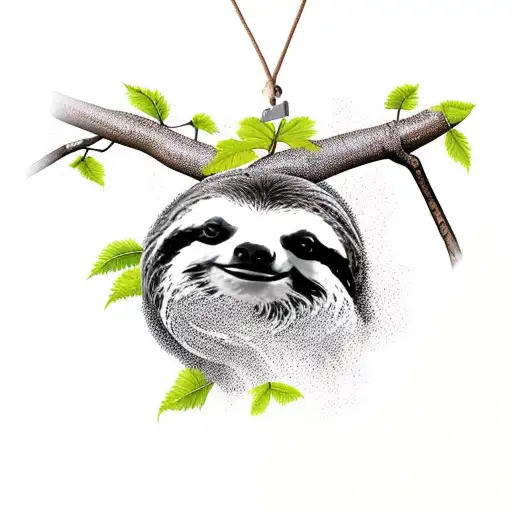 A Sloth Hanging From A Tree Branch