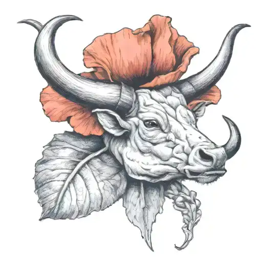 Poppy Flower With A Set Of Bull Horns