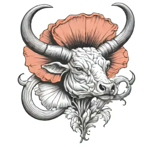 Poppy Flower With A Set Of Bull Horns