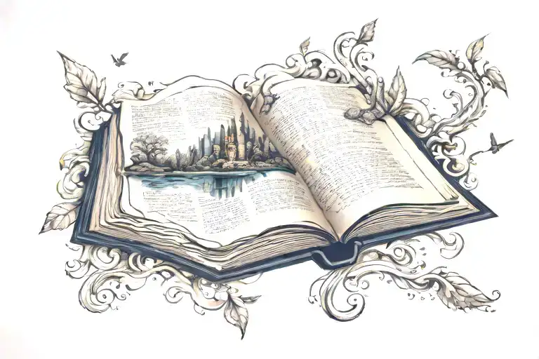 A Mystical Book With Pages Flowing Out Into A River Of Knowledge