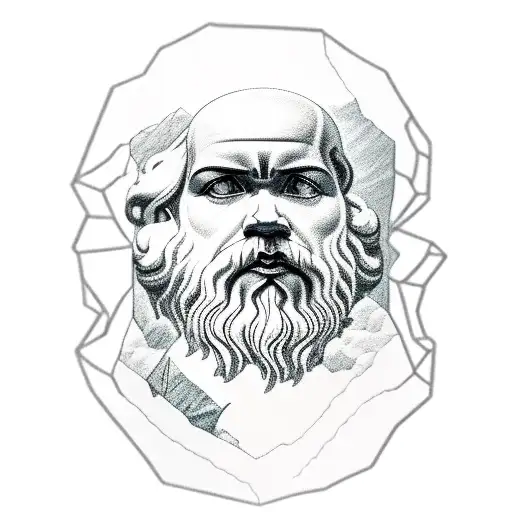 Socrates Pondering While Sitting On A Mountain Overlooking A Valley