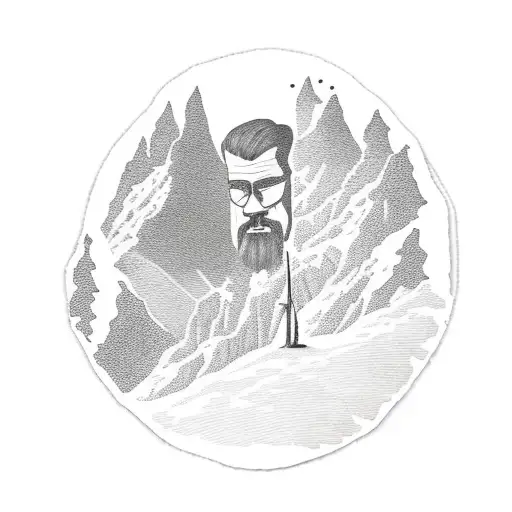 Philosopher Pondering While Sitting On A Mountain Overlooking A Valley