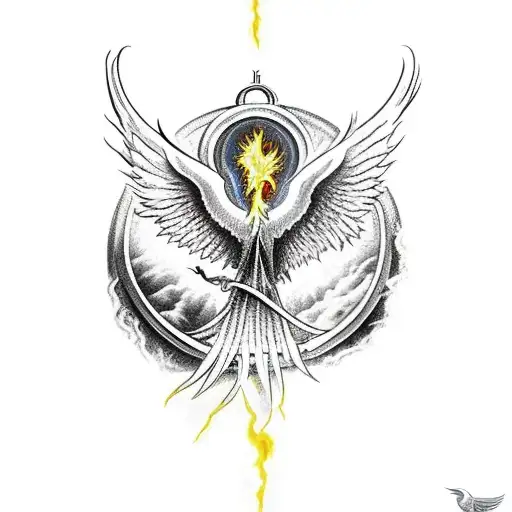 A Phoenix Rising From The Ashes With The Symbol Of The One Ring From Lord Of The Rings