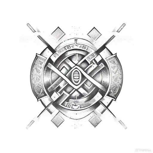 Arm And Chest Nordic Symbols Tatoo