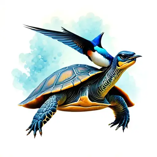 Turtle With A Swallow In The Shell