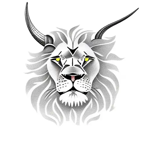 Lion With A Bull Tattoo Left Arm