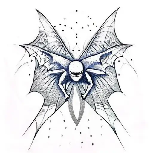 Bat Wings With Mandala Along With Spider Webs On An Arm