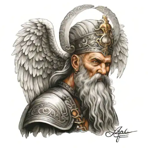 Ottoman Warrior Angel White Beard Tattoo Idea Scary