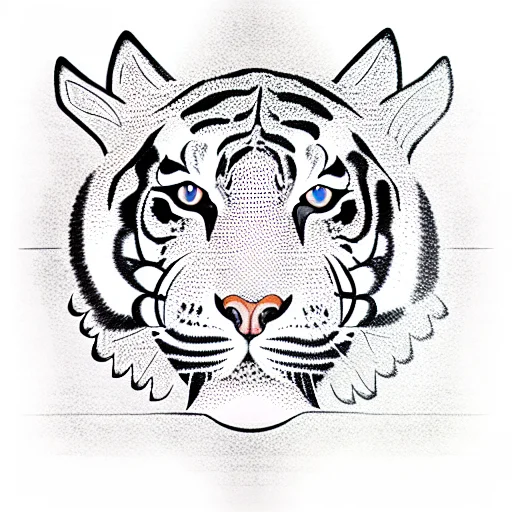 Tribal Design Tiger In An Asian Style