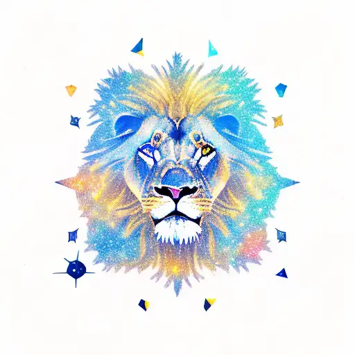 A Lion Constellation Surrounded By Celestial Elements