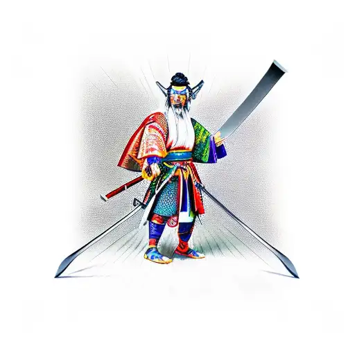 Musashi With His Hand On His Sword Ready To Draw
