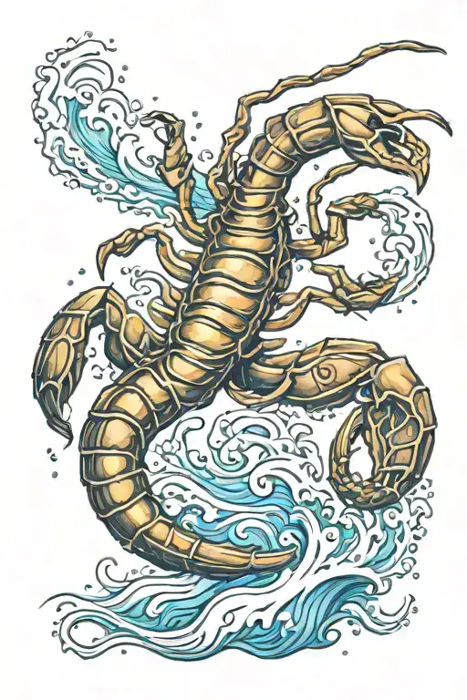 Scorpion With Water Waves On Background