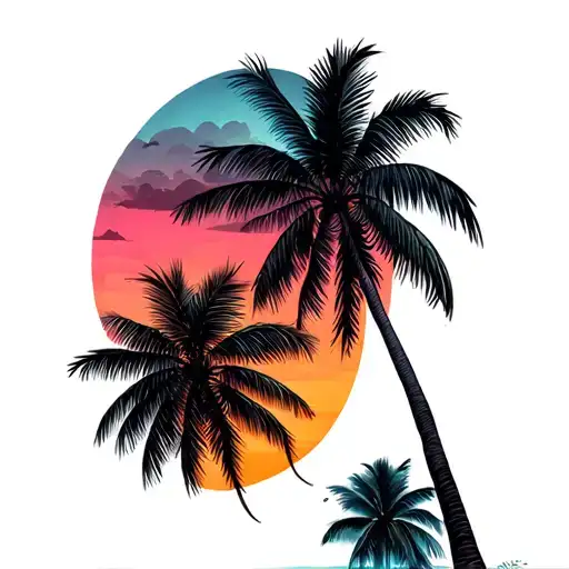 Palm Trees Sunset Beach