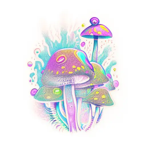 Vibrant Neon Colorful Trippy Graphics Cool Mushroom Designs Trippy Beautiful