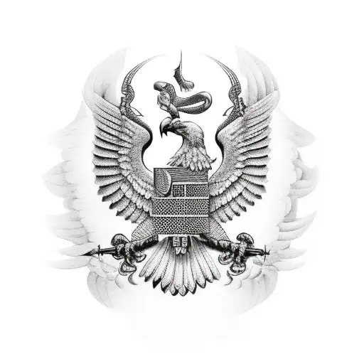 Double Headed Eagle With Warrior