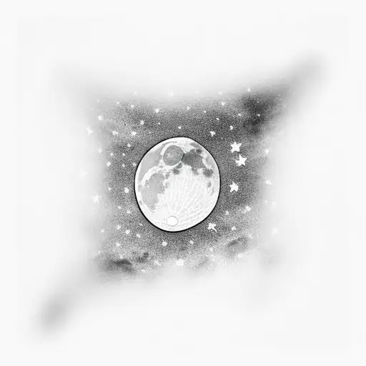 Palm Tree Under Moon