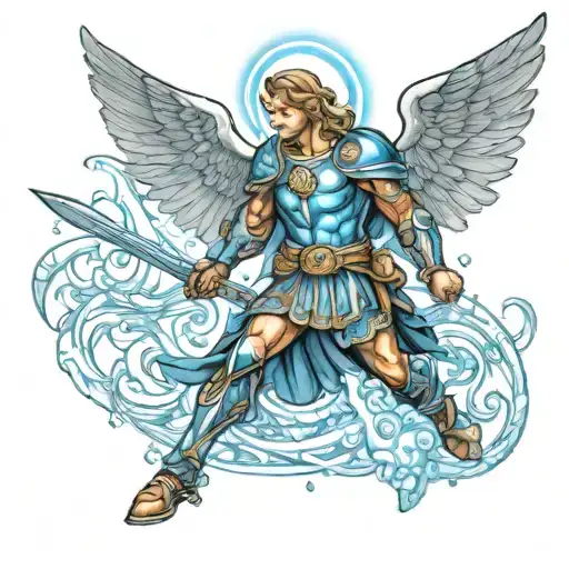 Saint Michael Archangel Warrior With Blue Light