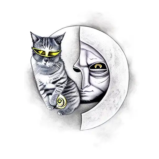 A Long Haired Masked Assassin With A Cat Under The Moon