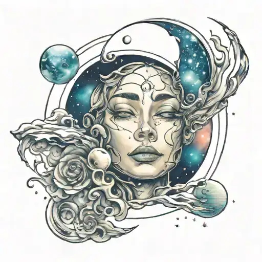 Galaxy Face With Moon