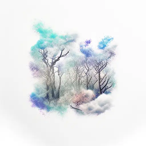 Abstract Clouds Whit A Sea And Forest