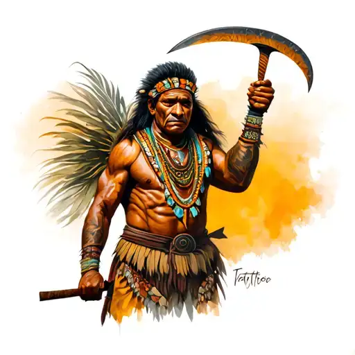 Australian Aboriginal Warrior Holding A Boomerang