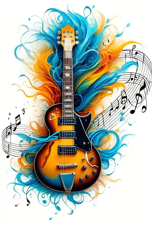 Guitar Music Notes Flowing