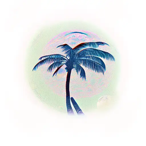 Palm Tree Under Moon With Rain Sleeve