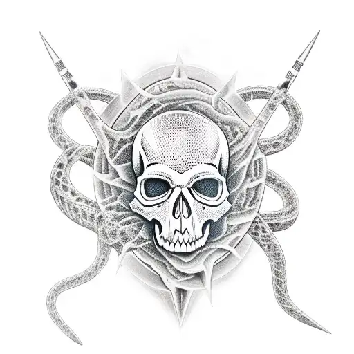 Bc Rich Electric Guitar With Skull And Snake