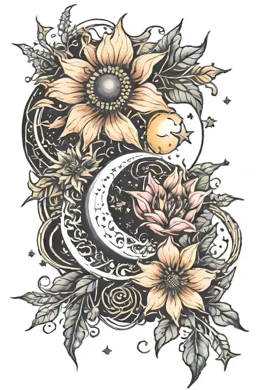 Dark Flowers Star Moon