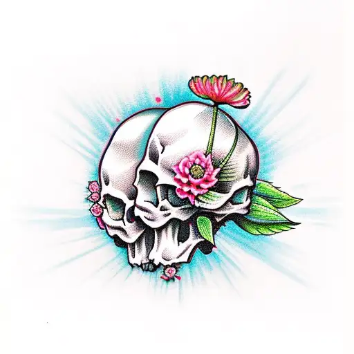 Skull With Carnation