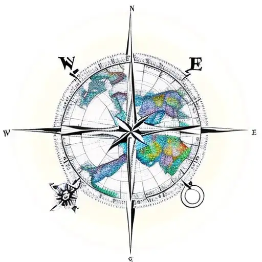 A Compass That Is Showing The Map Of Earth