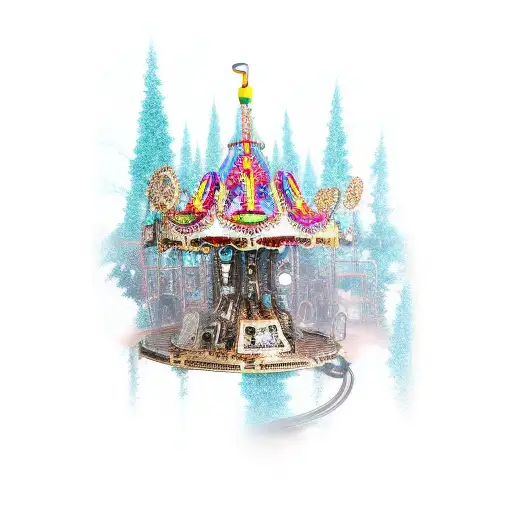 Apocalypt Amusment Park Chain Carousel On Broken Skull