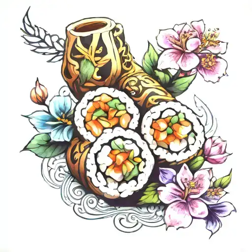 Chinese Rolls With Flowers