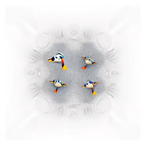 5 Goose Flying In Circle Beaks Touchibg