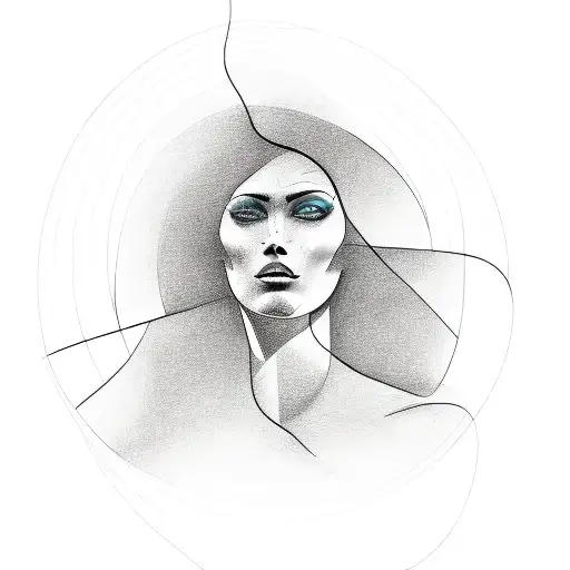 Single Line Sketch Of Woman Holding A Vase