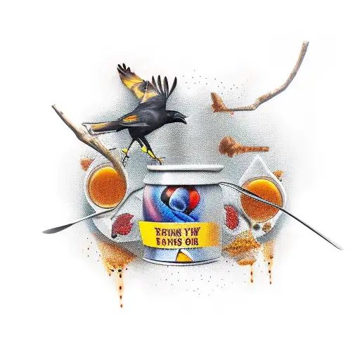 Crow With Honey Jar