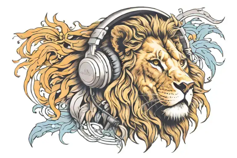 Lion Wearing Headphones