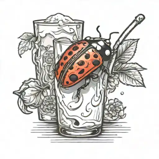 A Ladybug At A Bar Drinking Milk Carton