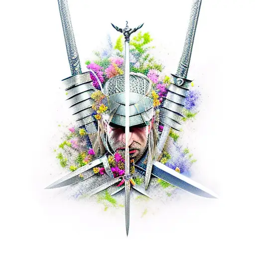 Witcher Sword In The Ground With Flowers