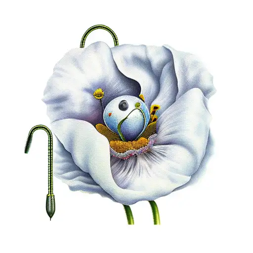 Poppy Flower Wrapped Around Music Note