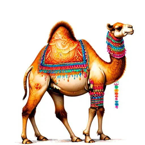 Camel Baby With Colored Watercolor That Died