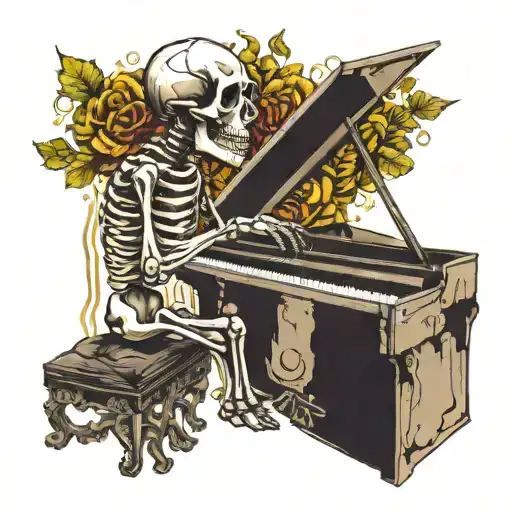 Skeleton Playing Piano Abstract
