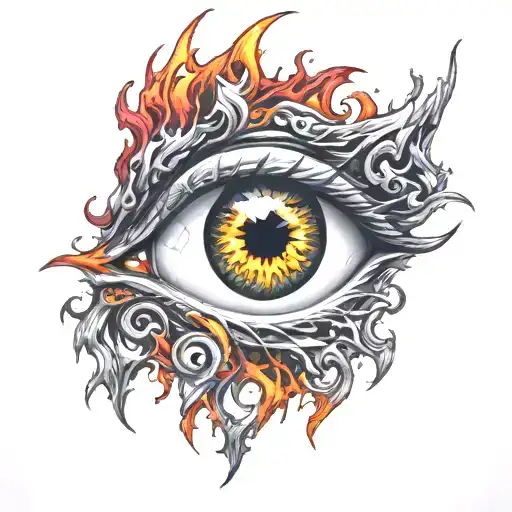 Eye With Flames And Blood Demon