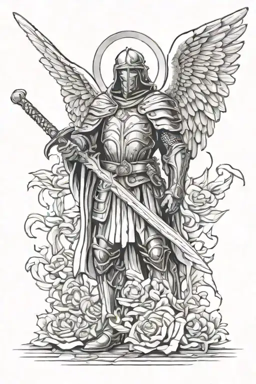 Guardian Angel Knight Holding A Sword