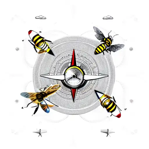 Airplane With Compass And A Queen Bee
