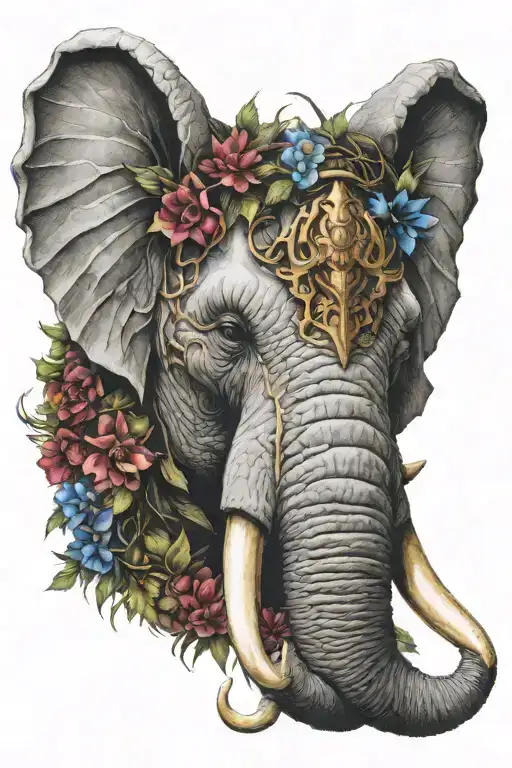 Thorn Crown Wrapped Around An Elephant Head