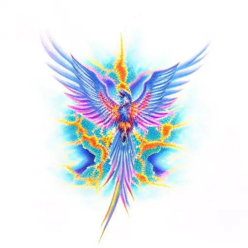 Blue Purple And Pink Phoenix