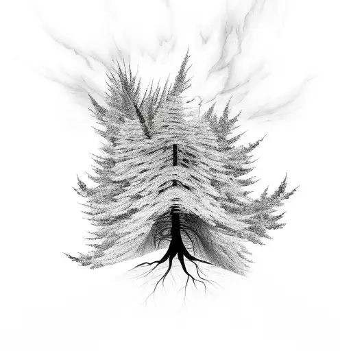 Tree On Fire With Mountain Range In Background