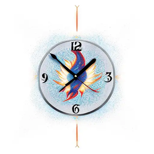 Clock On Fire With Phoenix And Dove On The Top